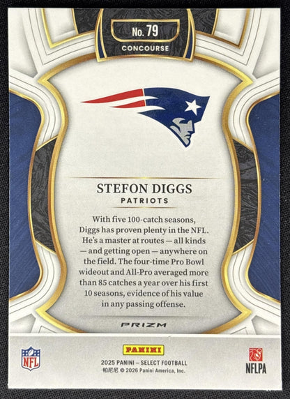 Stefon Diggs 2025 Panini Select Concourse Pink Prizm Shock Patriots back