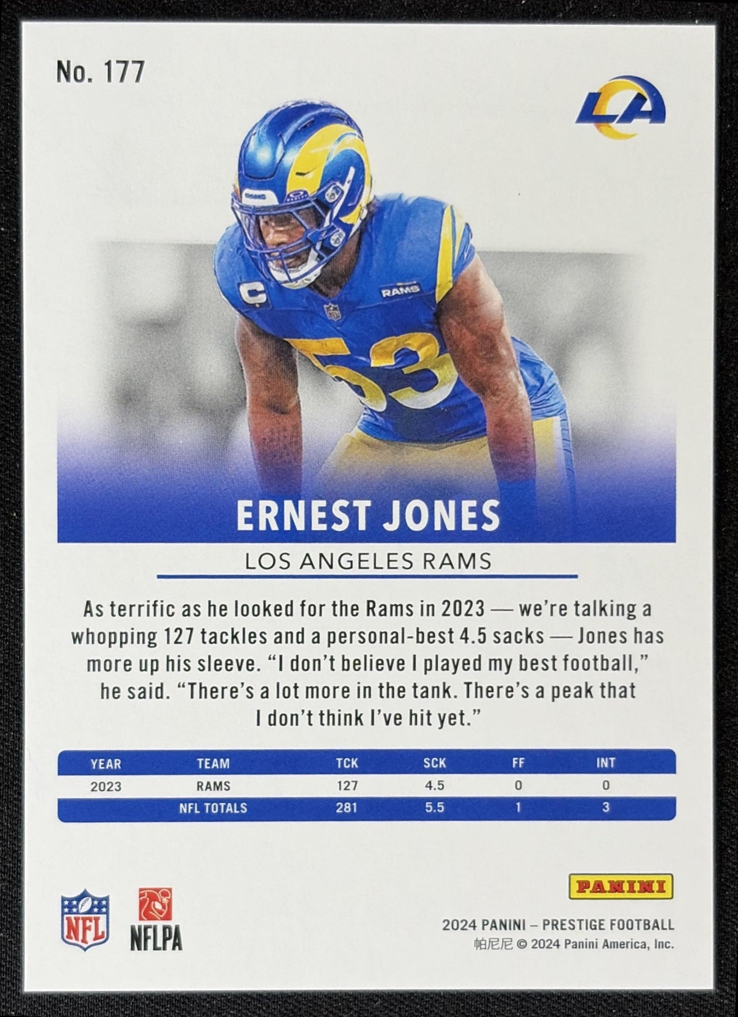 Ernest Jones 2024 Panini Prestige Red Xtra Points /999 Rams