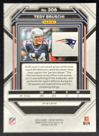Tedy Bruschi 2022 Panini Prizm Orange Ice Patriots back