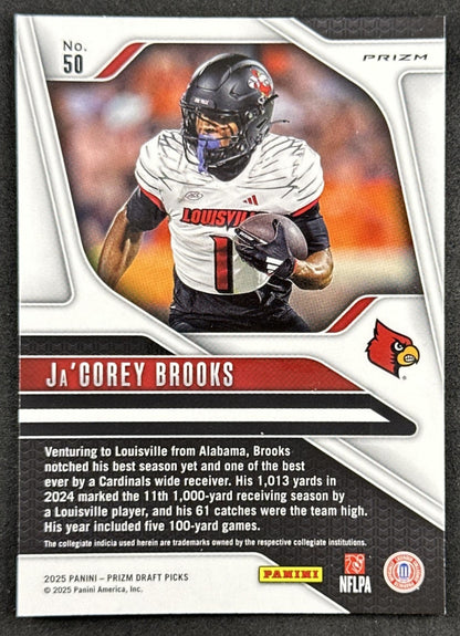 Ja'Corey Brooks 2025 Panini Prizm Draft Picks Silver Cardinals Sports Trading Cards