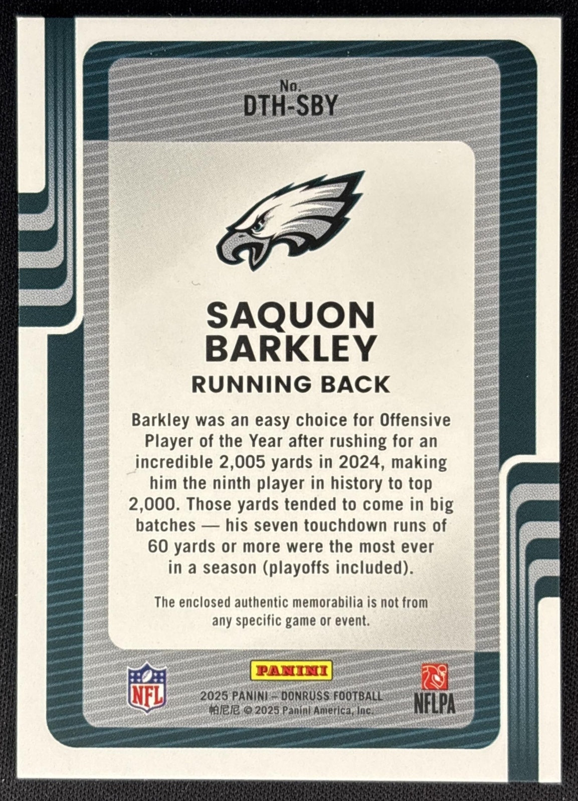 Saquon Barkley 2025 Panini Donruss Threads Eagles Sports Trading Cards