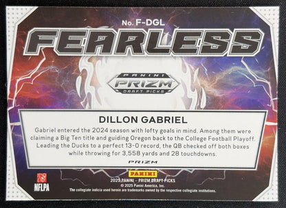 Dillon Gabriel 2025 Panini Prizm Draft Picks Fearless Red Ice Browns Back