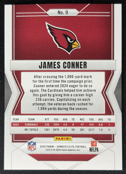 James Conner 2025 Panini Donruss Elite Aspirations Lime Green /999 Cardinals back