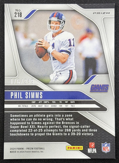 Phil Simms 2024 Panini Prizm Orange /249 Giants