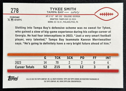 Tykee Smith 2024 Topps Chrome Purple Speckle Refractor /275 Buccaneers