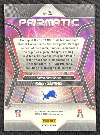 Barry Sanders 2025 Panini Prizm Prizmatic Green Ice Lions