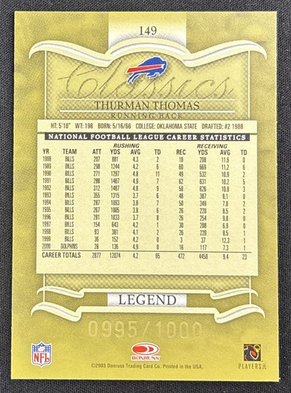 Thurman Thomas 2003 Donruss Classics /1000 Bills