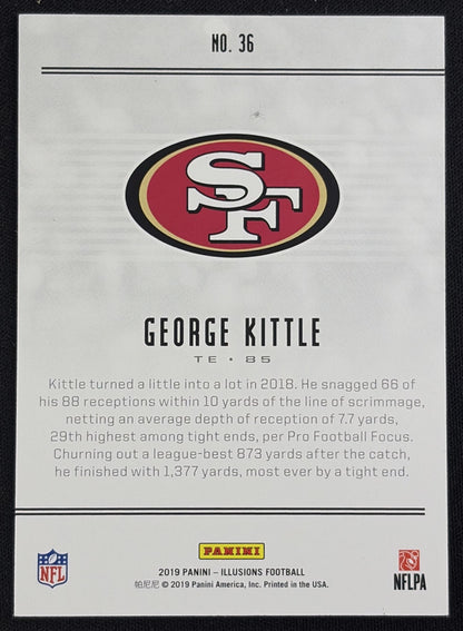 George Kittle 2019 Panini Illusions Trophy Collection Gold /399 49ers - Back