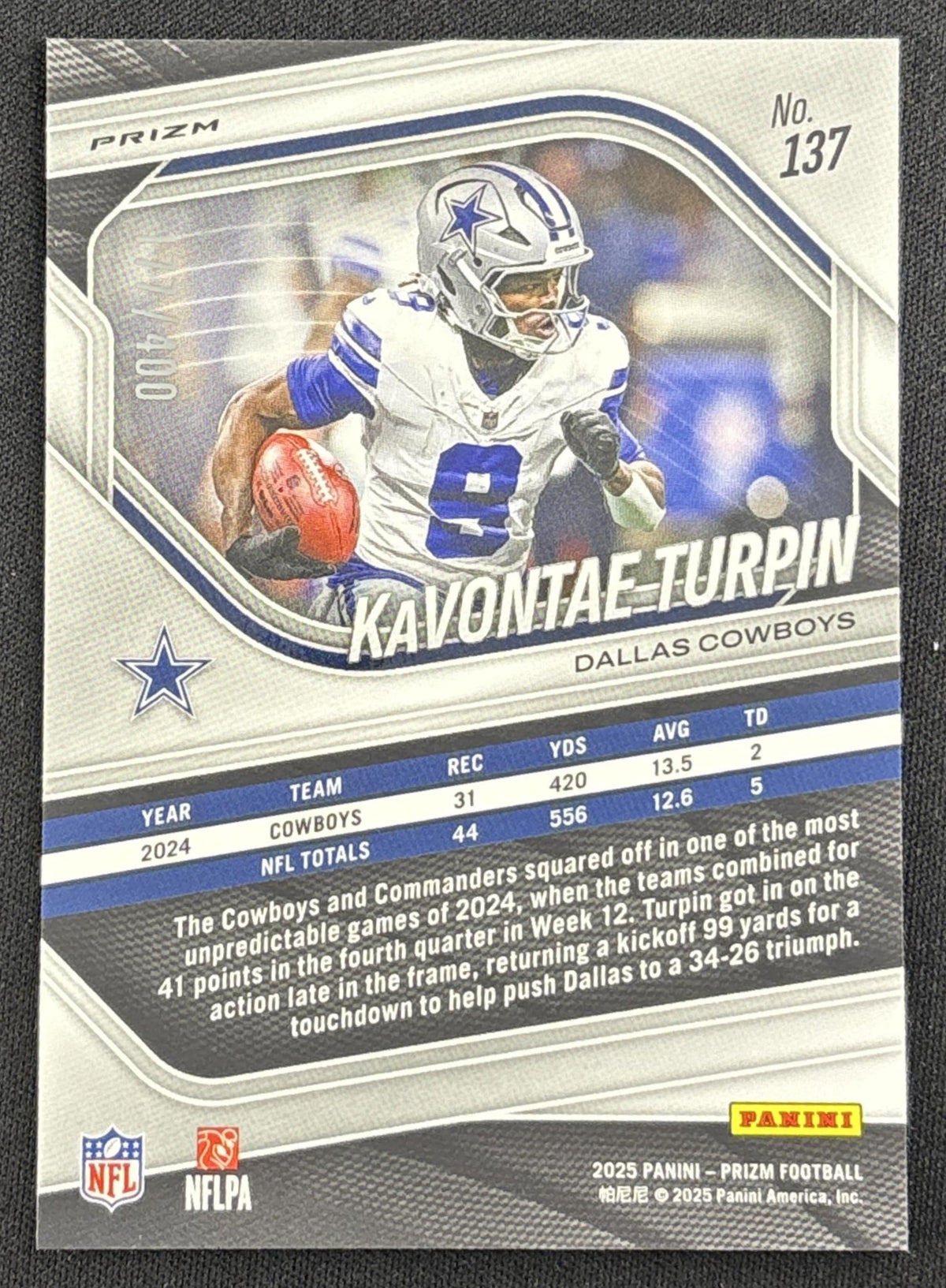 KaVontae Turpin 2025 Panini Prizm Pandora /400 Cowboys