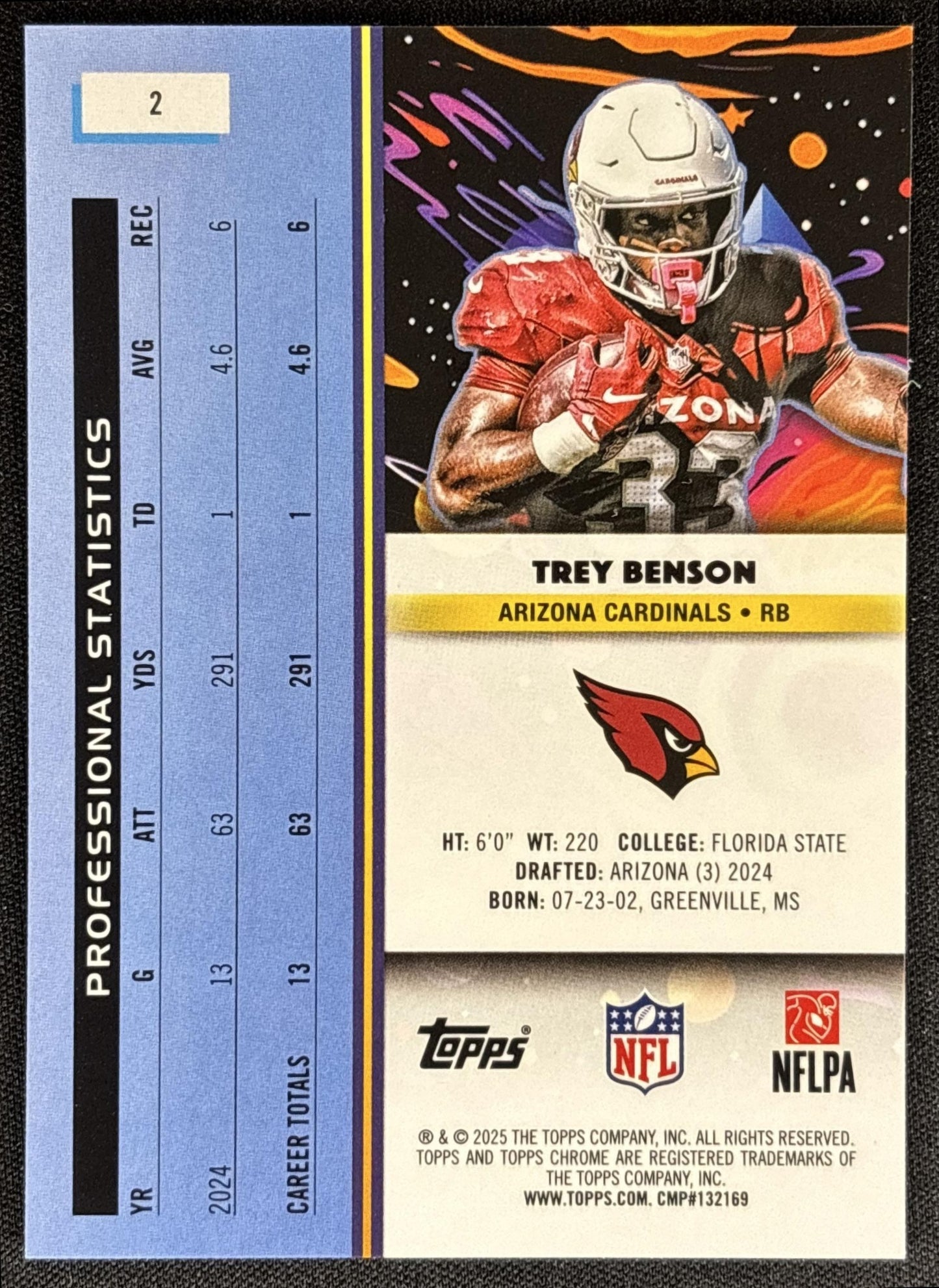 Trey Benson 2025 Topps Cosmic Chrome Aqua Equinox Refractor /199 Cardinals