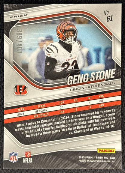 Geno Stone 2025 Panini Prizm Pandora /400 Bengals back