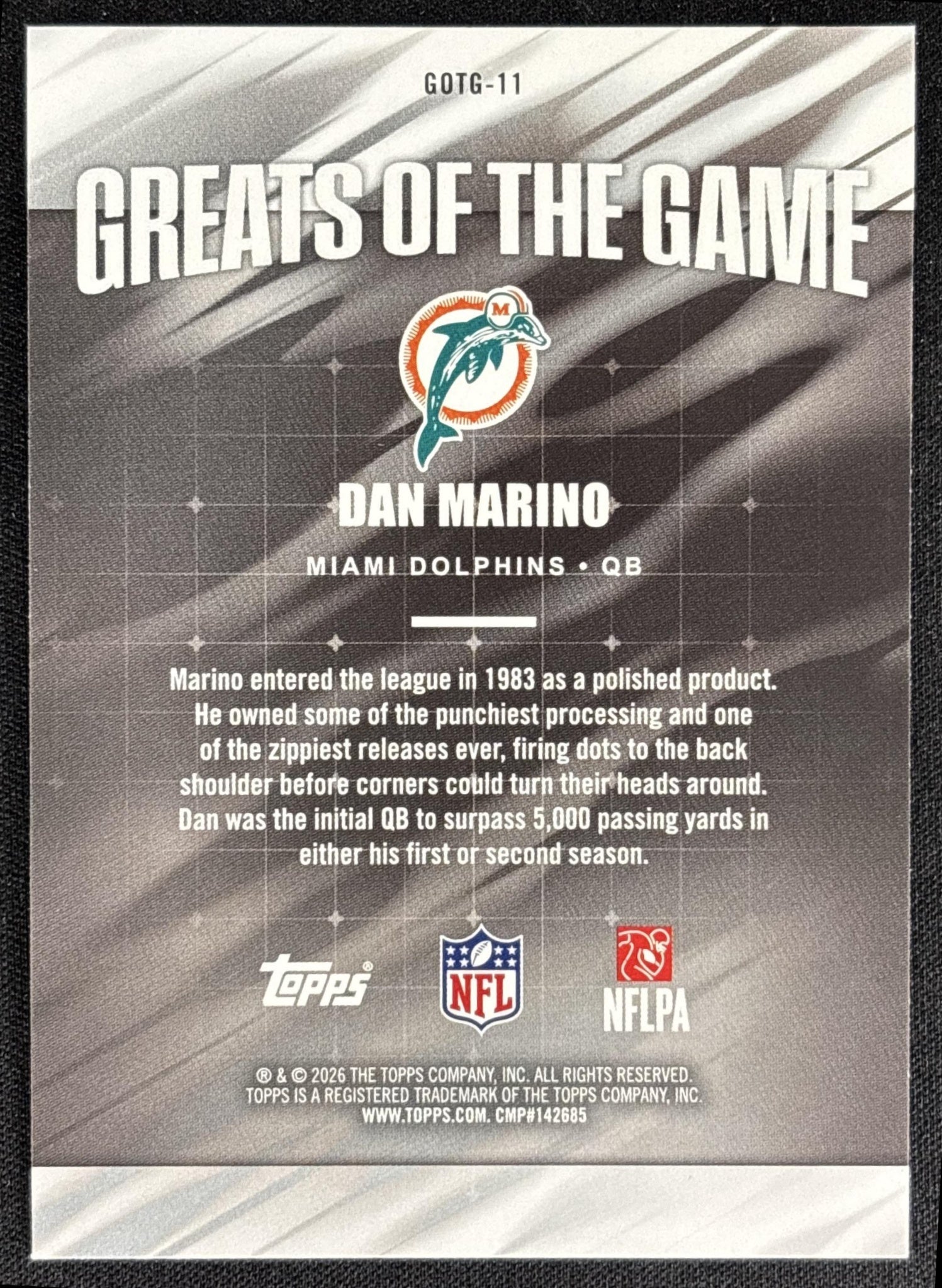 Dan Marino 2026 Topps Greats Of The Game Dolphins