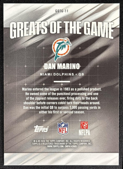 Dan Marino 2026 Topps Greats Of The Game Dolphins