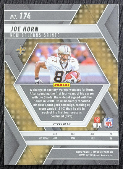Joe Horn 2025 Panini Mosaic Prizm Saints back
