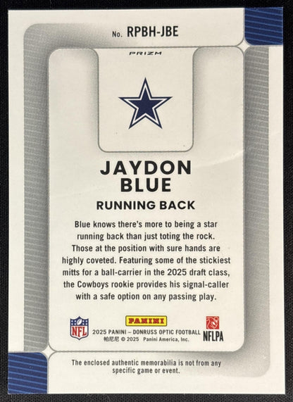 Jaydon Blue 2025 Panini Donruss Optic Rookie Phenoms Hyper Prizm Cowboys