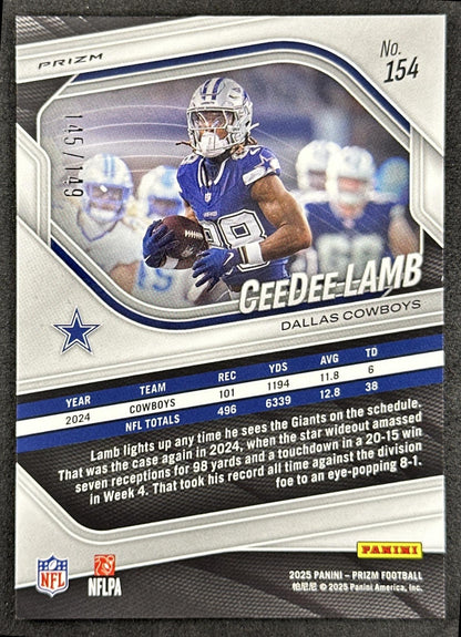 CeeDee Lamb 2025 Panini Prizm Red Wave /149 Cowboys