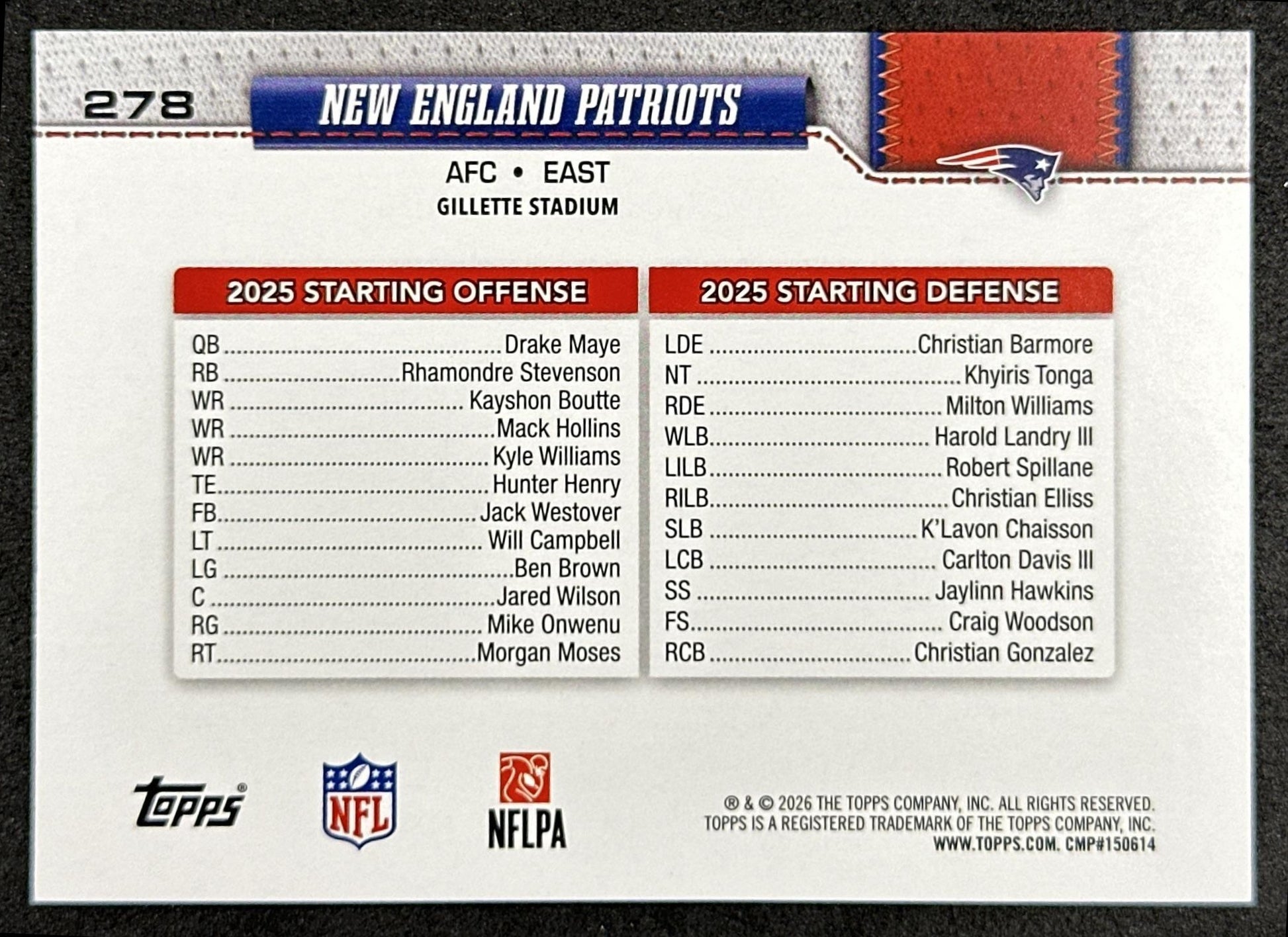 New England Patriots 2026 Topps Flagship Patriots Sports Trading Cards