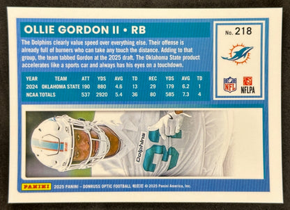 Ollie Gordon II 2025 Donruss Optic Rated Rookie Dolphins Sports Trading Card