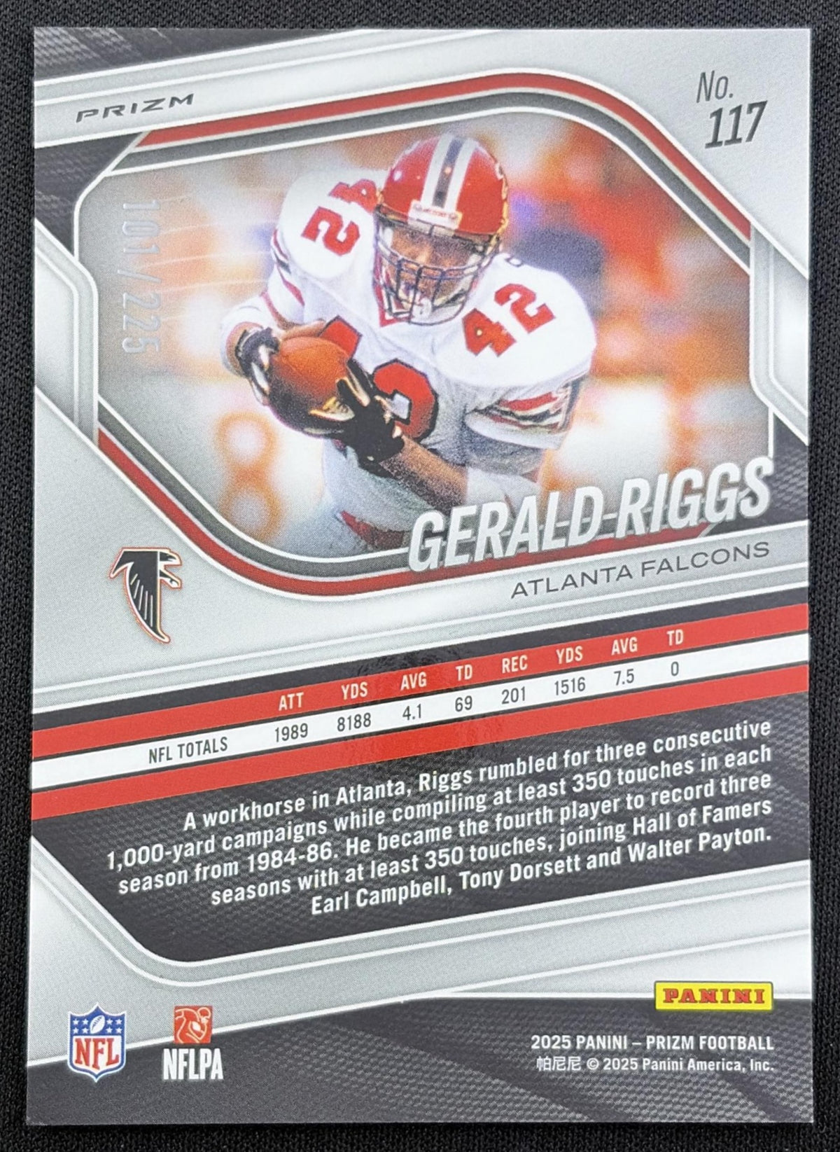 Gerald Riggs 2025 Panini Prizm Purple Ice /225 Falcons