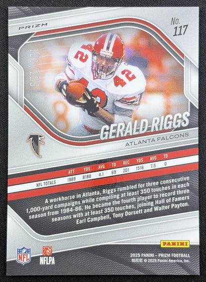 Gerald Riggs 2025 Panini Prizm Purple Ice /225 Falcons