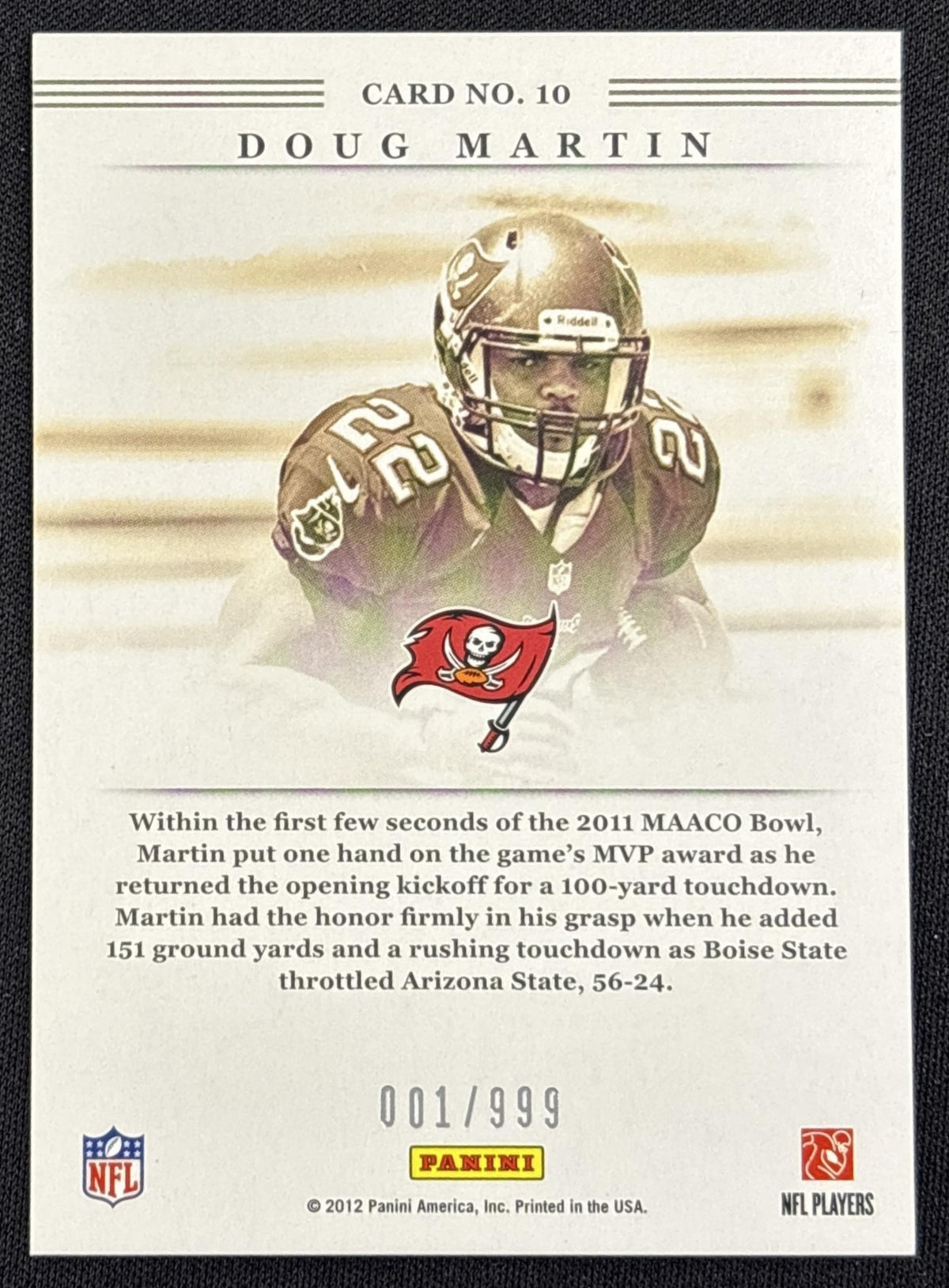Doug Martin 2012 Panini Elite Series Rookies Silver /999 Buccaneers