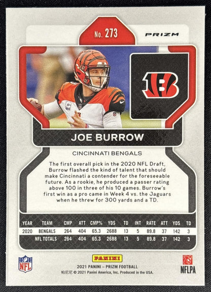 Joe Burrow 2021 Panini Prizm Lazer Bengals back