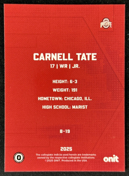 Carnell Tate 2025 ONIT Athlete Ohio State Buckeyes Sports Trading Card