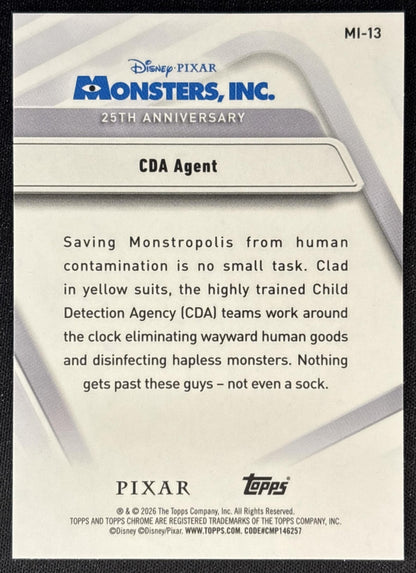 CDA Agent 2026 Topps Chrome Disney Monsters, Inc. 25th Anniversary Back