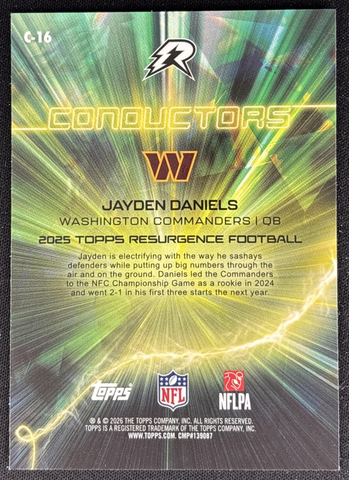 Jayden Daniels 2025 Topps Resurgence Conductors Commanders