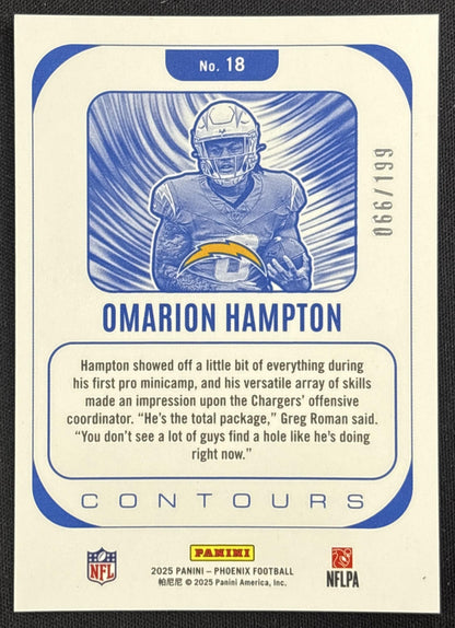 Omarion Hampton 2025 Panini Phoenix Contours Silver Lava /199 Chargers