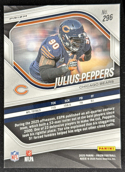 Julius Peppers 2025 Panini Prizm Red White & Blue Bears Sports Trading Card