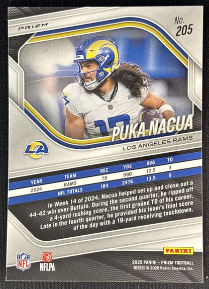 Puka Nacua 2025 Panini Prizm Neon Green Pulsar Rams
