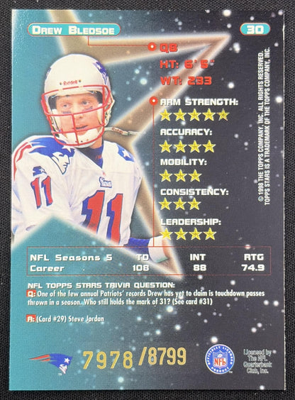 Drew Bledsoe 1998 Topps Stars Bronze Star /8799 Patriots back