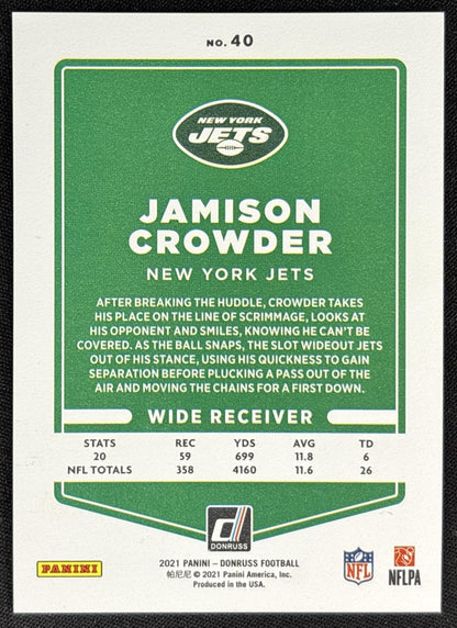 Jamison Crowder 2021 Panini Donruss Press Proof Premium Jets