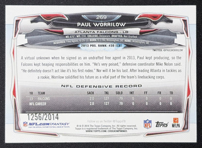 Paul Worrilow 2014 Topps Gold /2014 Falcons Atlanta Falcons