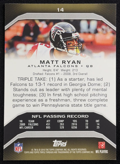 Matt Ryan 2010 Topps Triple Threads Gold /99 Falcons