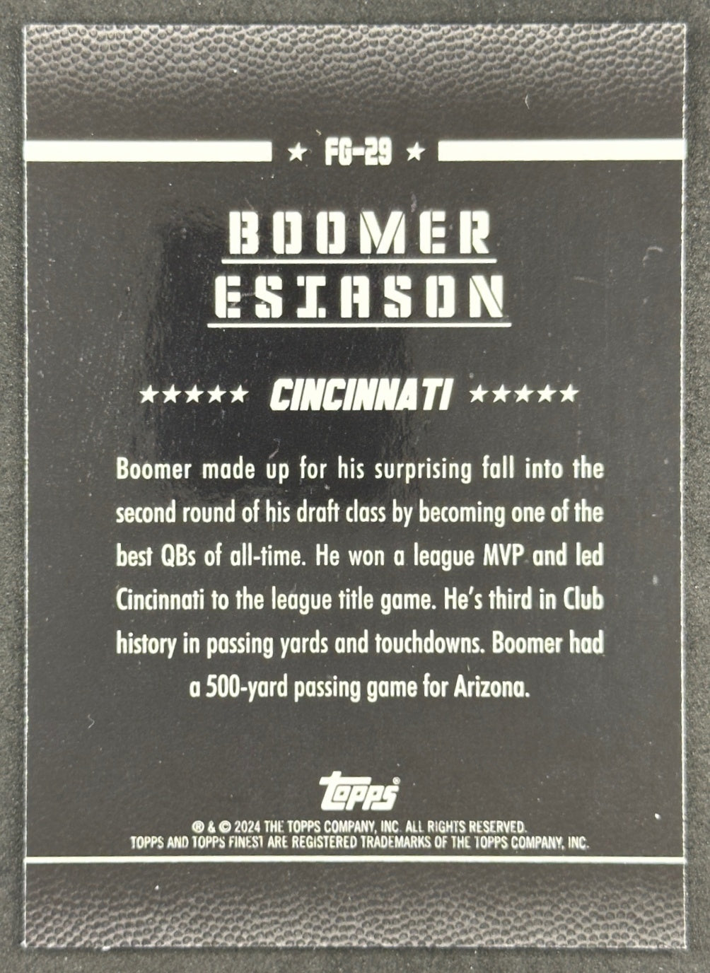 Boomer Esiason 2024 Finest Field Generals Bengals Sports Trading Cards