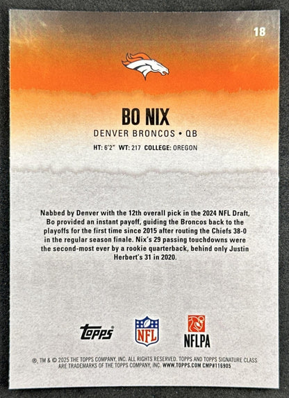 Bo Nix 2025 Topps Signature Class Chrome Veteran Broncos
