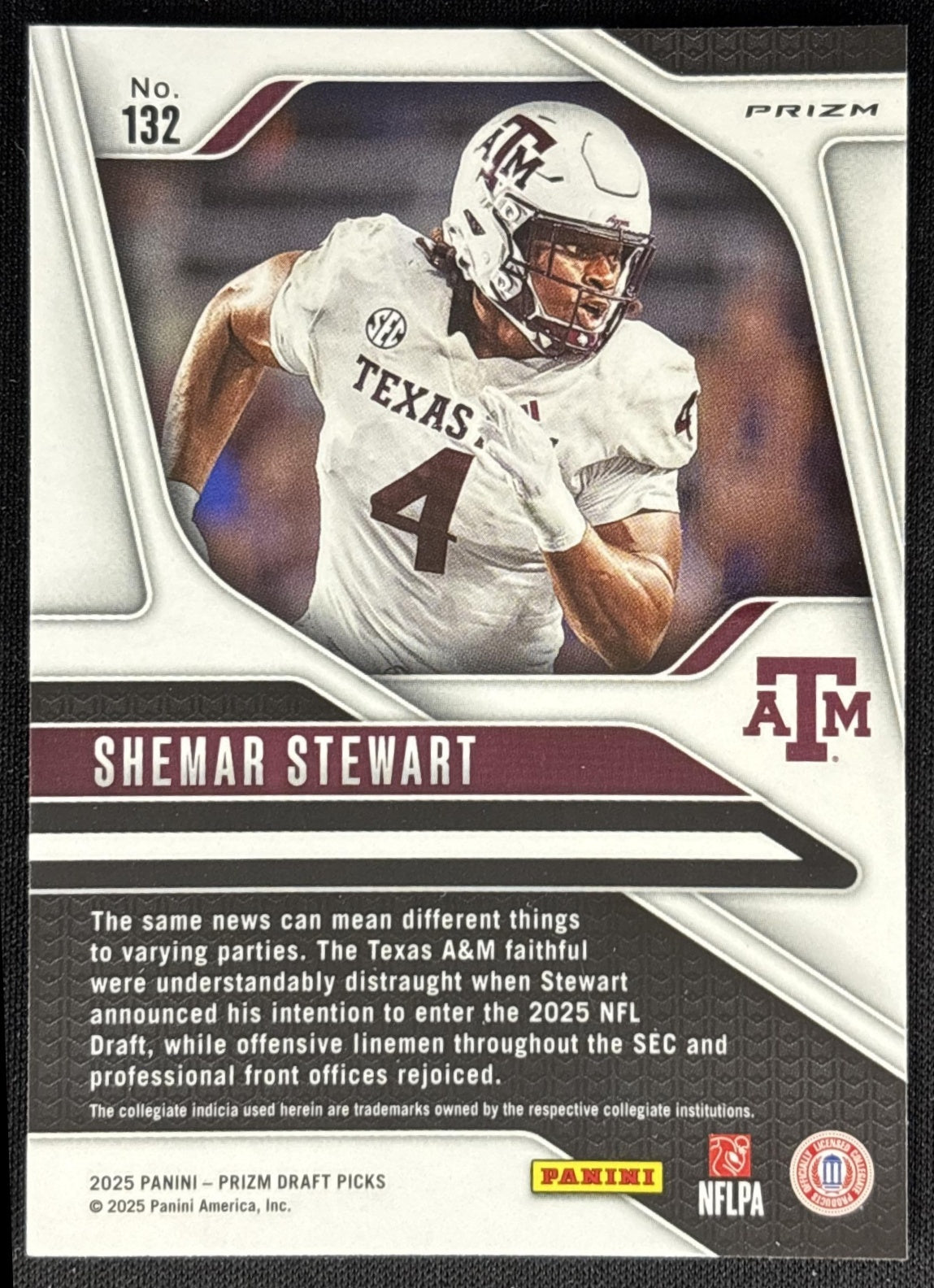 Shemar Stewart 2025 Panini Prizm Draft Picks Red Ice Aggies Bengals Sports Trading Card