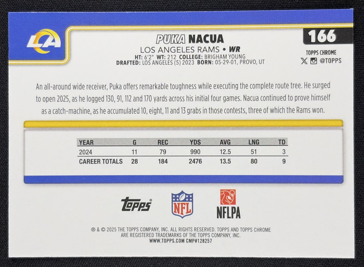 Puka Nacua 2025 Topps Chrome X-Fractor Rams