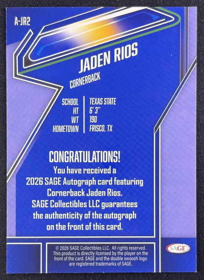 Jaden Rios 2026 SAGE Auto