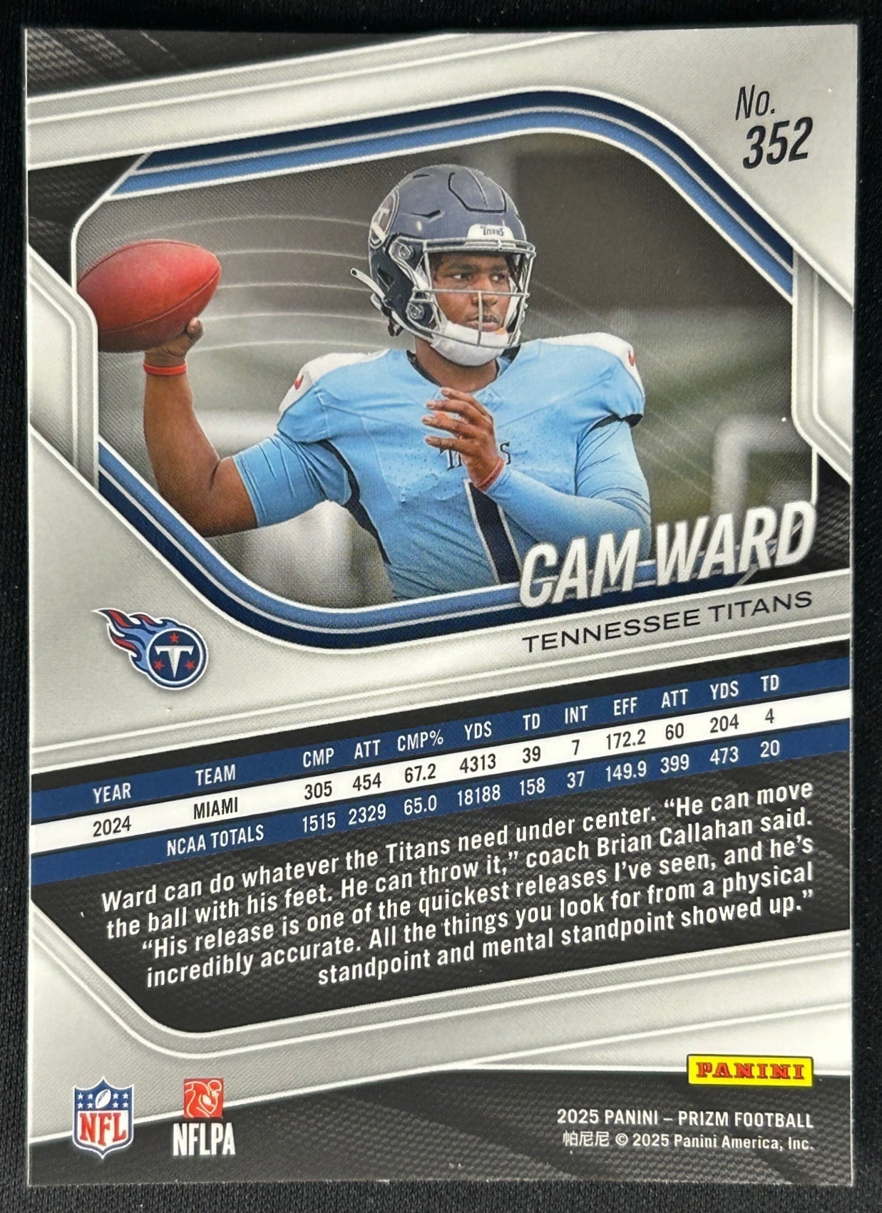 Cam Ward 2025 Prizm Titans