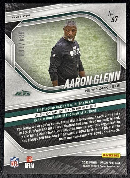 Aaron Glenn 2025 Panini Prizm Pigskin /180 Jets