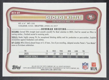 George Kittle 2026 Bowman Chrome NFL Speckle Refractor 49ers