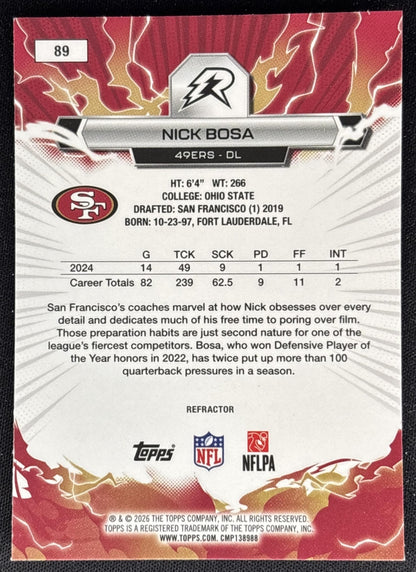 Nick Bosa 2025 Topps Resurgence Refractor 49ers back