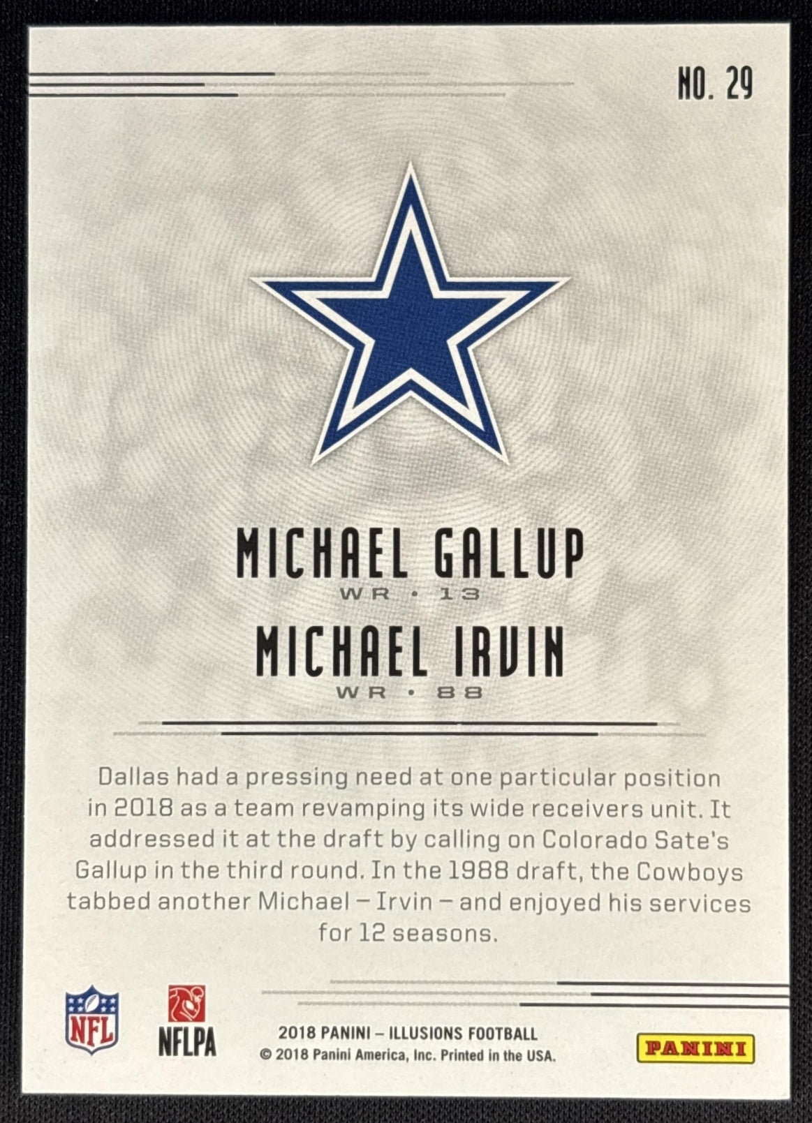 Michael Gallup Irvin 2018 Panini Illusions Gold /499 Cowboys