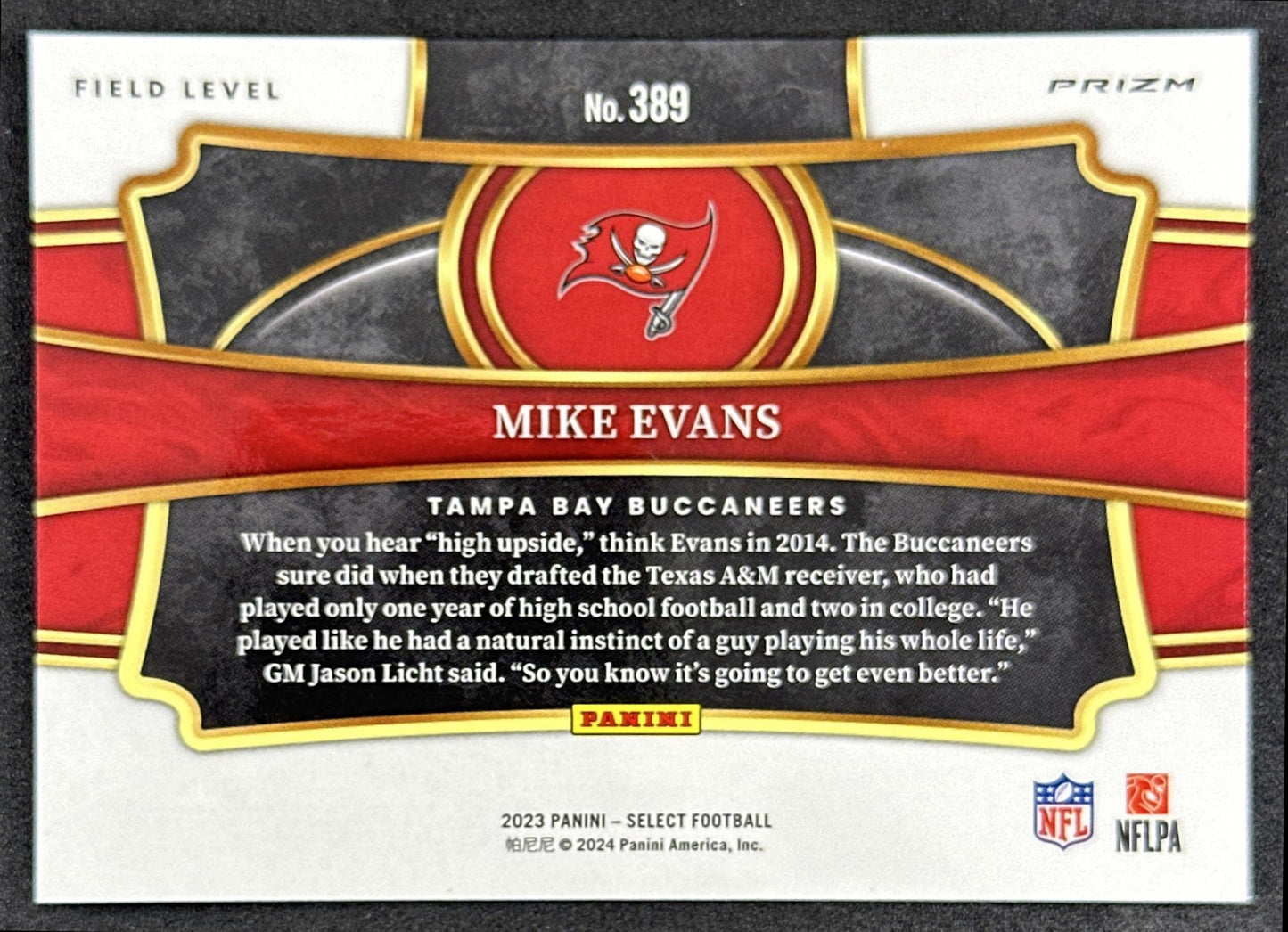 Mike Evans 2023 Panini Select Zebra Prizm Field Level SSP Buccaneers