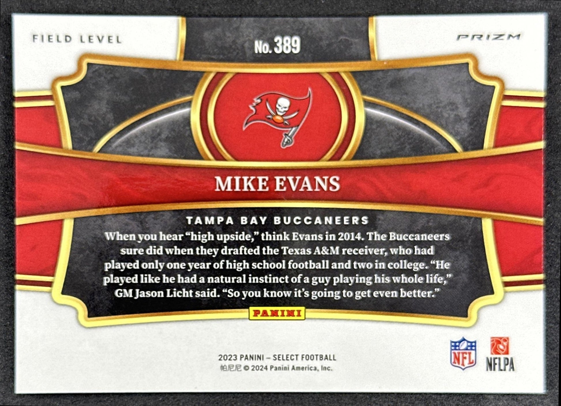 Mike Evans 2023 Panini Select Zebra Prizm Field Level SSP Buccaneers