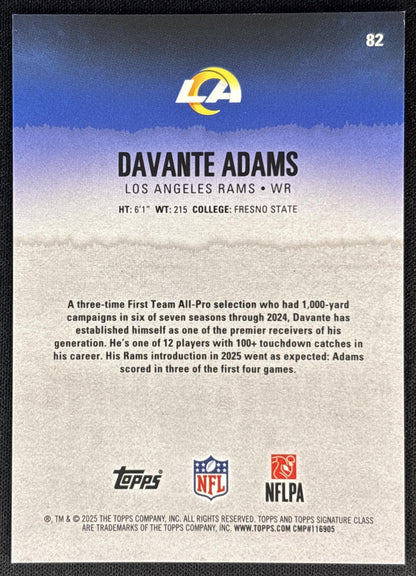 Davante Adams 2025 Topps Signature Class Chrome Veteran Gold Refractor /35 Rams back