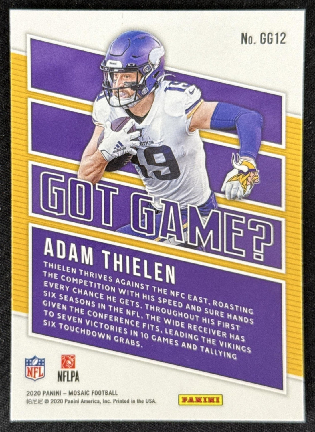 Adam Thielen 2020 Panini Mosaic Got Game? Vikings Sports Trading Card